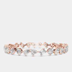 Pre Owned 10.00 cts Mixed Fancy Cut 18k Rose Gold Lab Grown Diamond Bracelet