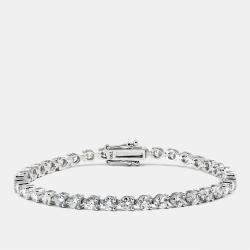 Pre Owned 6.24 cts Round Brilliant Cut Lab Grown Diamonds 18k White Gold Tennis Bracelet