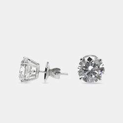 Pre Owned 8.00 cts Round Brilliant Cut 18k White Gold Lab Grown Diamonds Solitaire Stud Earrings