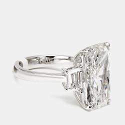 Pre Owned 8 cts Radiant and Trapezoid Lab Grown Diamonds 18k White Gold Ring Size 54