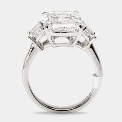 Pre Owned 8 cts Radiant and Trapezoid Lab Grown Diamonds 18k White Gold Ring Size 54
