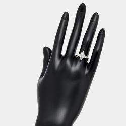 Pre Owned 1.9 cts Marquise and Pear Lab Grown Diamonds 18k White Gold Ring Size 51