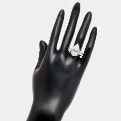 Pre Owned 12.00 cts Pear Brilliant Lab Grown Diamond 18k White Gold Ring Size 53