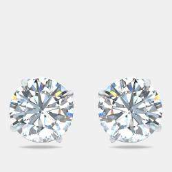 Pre Owned 8.00 cts Round Brilliant 18k White Gold Lab Grown Diamonds Solitaire Earrings