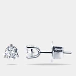 Pre Owned 0.62 cts Round Brilliant Cut 18k White Gold Lab Grown Diamonds Solitaire Stud Earrings