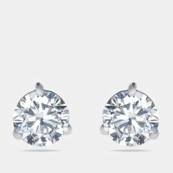 Pre Owned 0.62 cts Round Brilliant Cut 18k White Gold Lab Grown Diamonds Solitaire Stud Earrings