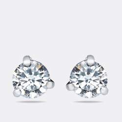 Pre Owned 2.09 cts Round Brilliant Cut 18k White Gold Lab Grown Diamonds Solitaire Stud Earrings