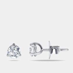 Pre Owned 1.02 cts Round Brilliant Cut 18k White Gold Lab Grown Diamonds Solitaire Stud Earrings