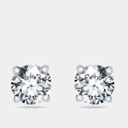 Pre Owned 0.65 cts Round Brilliant Cut 18k White Gold Lab Grown Diamonds Solitaire Stud Earrings