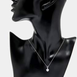 Pre Owned 0.96 cts Round Brilliant Cut 18k White Gold Lab Grown Diamond Solitaire Pendant Necklace