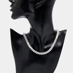 مملوكة مسبقًا قلادة ذهب أبيض عيار 18 بحجر ماس بيضاوي مصنع مخبريًا بوزن 44 قيراط