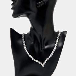 Pre Owned 30 cts Pear Lab Grown Diamond 18k White Gold Necklace