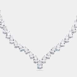 Pre Owned 30 cts Pear Lab Grown Diamond 18k White Gold Necklace