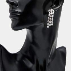 Pre Owned 7 cts Pear Lab Grown Diamond 18k White Gold Earrings