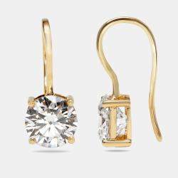 Pre Owned 2 cts Round Lab Grown Diamond 18k Yellow Gold Earrings