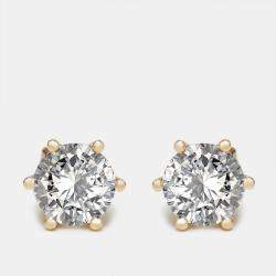 Pre Owned 4 cts Round Lab Grown Diamond 18k Yellow Gold Earrings