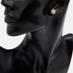 Pre Owned 4 cts Round Lab Grown Diamond 18k Yellow Gold Earrings