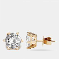 Pre Owned 4 cts Round Lab Grown Diamond 18k Yellow Gold Earrings