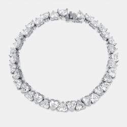 Pre Owned 15.5 cts Heart Lab Grown Diamond 18k White Gold Bracelet