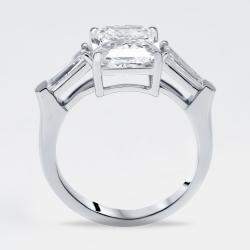 Pre Owned خاتم ألماس مشرق قطع مشع بوزن 4.8 قيراط مزروع مختبريًا من الذهب الأبيض عيار 18 بمقاس 51.