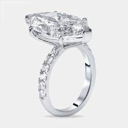 Pre Owned 9.5 cts Marquise Round Lab Grown Diamond 18k White Gold Ring Size 51