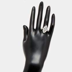 Pre Owned 9.5 cts Marquise Round Lab Grown Diamond 18k White Gold Ring Size 51