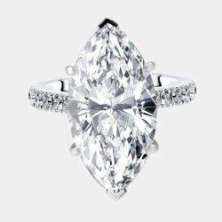 Pre Owned 9.5 cts Marquise Round Lab Grown Diamond 18k White Gold Ring Size 51