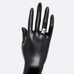 Pre Owned 5.5 cts Emerald Cut Round Lab Grown Diamond 18k White Gold Ring Size 51