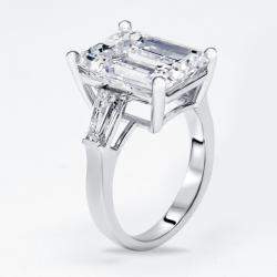 Pre Owned 10 cts Emerald Cut TrapEzoid Lab Grown Diamond 18k White Gold Ring Size 51