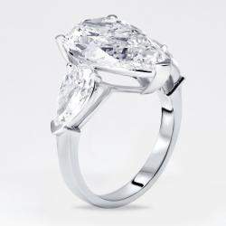 Pre Owned 9 cts Pear Lab Grown Diamond 18k White Gold Ring Size 51