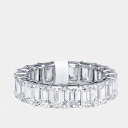 مملوكة مسبقًا 6.5 cts Emerald Cut Lab Grown Diamond 18k White Gold Eternity Ring Size 52