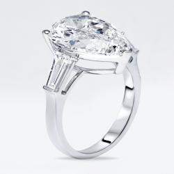 Pre Owned 8 cts Pear Trapezoid Lab Grown Diamond 18k White Gold Ring Size 52