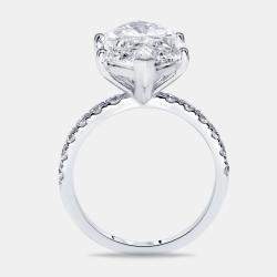 Pre Owned 9.5 cts Marquise Round Lab Grown Diamond 18k White Gold Ring Size 52