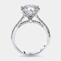 Pre Owned 3.5 cts Round Lab Grown Diamond 18k White Gold Ring Size 53