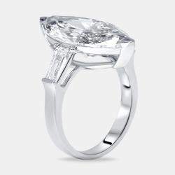 Pre Owned 9 cts Marquise Trapezoid Lab Grown Diamond 18k White Gold Ring Size 53
