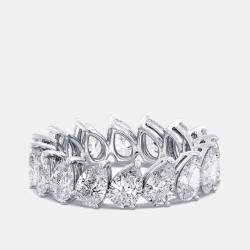 Pre Owned 5 cts Pear Lab Grown Diamond 18k White Gold Eternity Ring Size 53