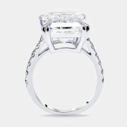 مملوكة مسبقًا 10.3 cts Radiant Trapezoid Lab Grown Diamond 18k White Gold Ring Size 53