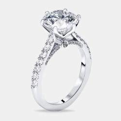 Pre Owned 3.5 cts Round Lab Grown Diamond 18k White Gold Ring Size 54