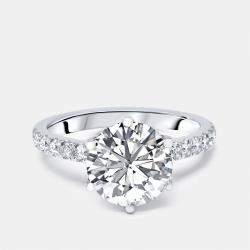 Pre Owned 3.5 cts Round Lab Grown Diamond 18k White Gold Ring Size 54