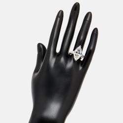 مملوكة مسبقًا 9 cts Marquise Trapezoid Lab Grown Diamond 18k White Gold Ring Size 54