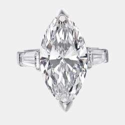 مملوكة مسبقًا 9 cts Marquise Trapezoid Lab Grown Diamond 18k White Gold Ring Size 54