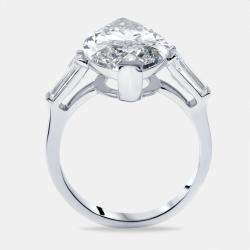 مملوكة مسبقًا 9 cts Marquise Trapezoid Lab Grown Diamond 18k White Gold Ring Size 54