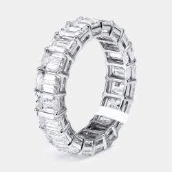 مملوكة مسبقًا 6.5 cts Emerald Cut Lab Grown Diamond 18k White Gold Eternity Ring Size 54