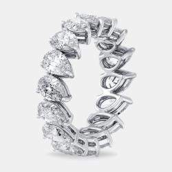 Pre Owned 5 cts Pear Lab Grown Diamond 18k White Gold Eternity Ring Size 54