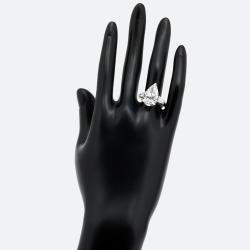 Pre Owned 8 cts Pear Trapezoid Lab Grown Diamond 18k White Gold Ring Size 54