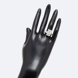 Pre Owned 7.8 cts Radiant Trapezoid Lab Grown Diamond 18k White Gold Ring Size 54