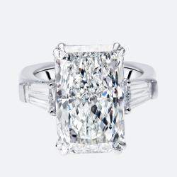 Pre Owned 7.8 cts Radiant Trapezoid Lab Grown Diamond 18k White Gold Ring Size 54