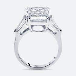 Pre Owned 7.8 cts Radiant Trapezoid Lab Grown Diamond 18k White Gold Ring Size 54