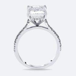 Pre Owned 5.5 cts Emerald Cut Round Lab Grown Diamond 18k White Gold Ring Size 54