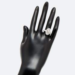 Pre Owned 8 cts Oval Trapezoid Lab Grown Diamond 18k White Gold Ring Size 54